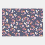 紫のフローラハートミックスとマッチ ラッピングペーパーシート (正面)