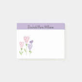 紫のフローラハート パーソナライズされた ポストイット (正面)