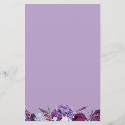 紫のフローラバラ金ゴールド幾何学的結婚緑 便箋 (裏面)