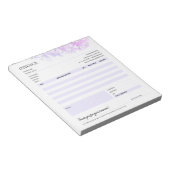 紫のフローラビジネス請求書販売テンプレート ノートパッド (アングル)