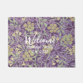 紫のフローラファミリー名設立歓迎 ドアマット (正面)