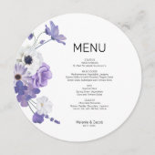 紫のフローラフラットサークルメニューカード メニュー (正面)