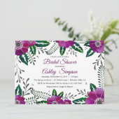 紫のフローラフレームブライダルシャワー 招待状 (スタンド正面)