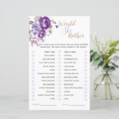 紫のフローラブライダルシャワーは彼女はむしろゲームをする (スタンド正面)