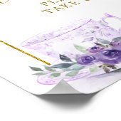 紫のフローラブライダルシャワーティーウィズサイン ポスター (角)