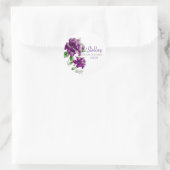 紫のフローラブライダルシャワーラベル ラウンドシール (バッグ)