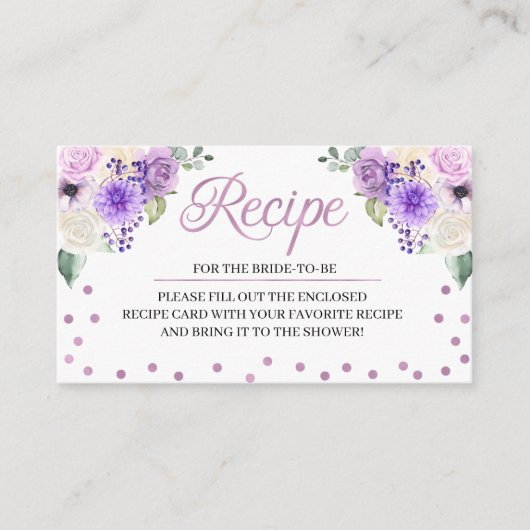 紫のフローラブライダルシャワーレシピエンクロージャカード エンクロージャーカード (正面)