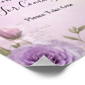 紫のフローラブライダルシャワー優先テーブル記号 ポスター (角)