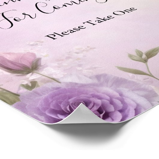 紫のフローラブライダルシャワー優先テーブル記号 ポスター (角)