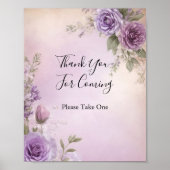 紫のフローラブライダルシャワー優先テーブル記号 ポスター (正面)