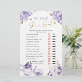 紫のフローラブライダルシャワー茶と彼は言った (スタンド正面)