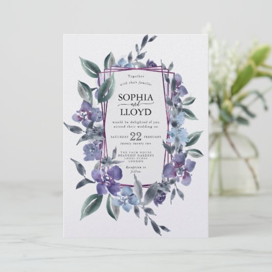 紫のフローラブーケ幾何学模様 シーズンカード (スタンド正面)