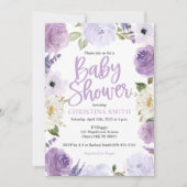 紫のフローラベビーシャワー招待状 招待状 (正面)