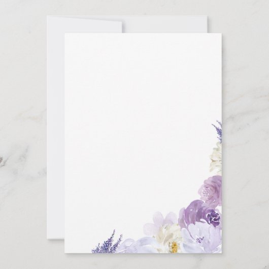 紫のフローラベビーシャワー招待状 招待状 (裏面)