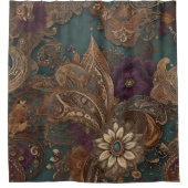 紫のフローラボホシャワーカーテン シャワーカーテン (正面)