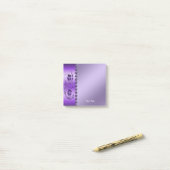 紫のフローラポストイットノート ポストイット (デスク上)