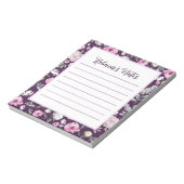 紫のフローラメモ帳 ノートパッド (回転)