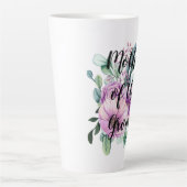 紫のフローラモザ結婚ーブライダル カフェラテマグ (正面)