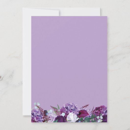 紫のフローラモダンジオメト結婚リ 招待状 (裏面)