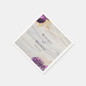 紫のフローラライトズ結婚ナプキ スタンダードカクテルナプキン (角)