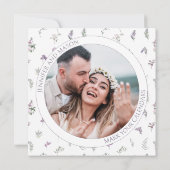 紫のフローラリース日付の写真カードを保存 (裏面)