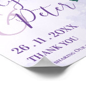 紫のフローラロマンチックな可愛い私たち結婚の ポスター (角)