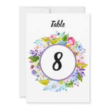 紫のフローラロマン結婚ティックのテーブル番号