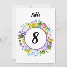 紫のフローラロマン結婚ティックのテーブル番号 招待状