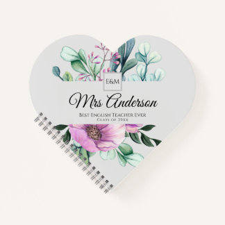 紫のフローラ先生ギフト – クラス年の名前を追加 ノートブック