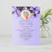 紫のフローラ写真第1聖餐式 招待状 (スタンド正面)