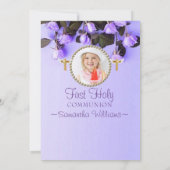 紫のフローラ写真第1聖餐式 招待状 (裏面)