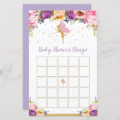 紫のフローラ妖精の赤ちゃんシャワービンゴゲーム (正面/裏面)