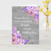紫のフローラ娘の結婚式のお祝い カード (黄色い花)