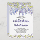 紫のフローラ婚約パーティ招待状 招待状 (正面/裏面)