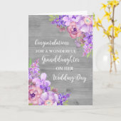 紫のフローラ孫娘の結婚式の日 カード (黄色い花)