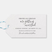 紫のフローラ幾何学模様の保存日付ラベル ギフトタグ (裏面横)