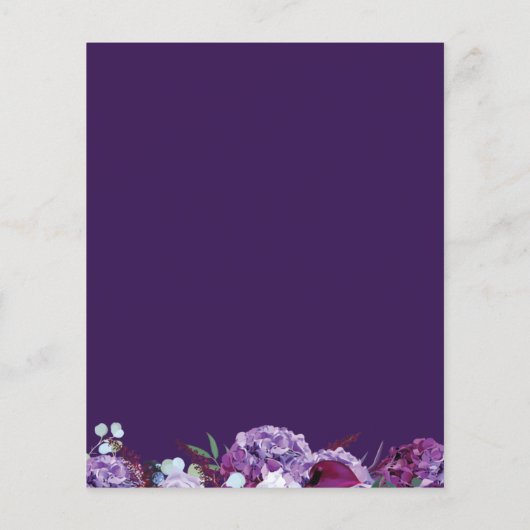 紫のフローラ幾何学模様の結婚式招待状 (裏面)