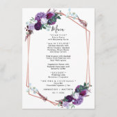 紫のフローラ幾何学的ウェディングレセプション メニュー (正面)