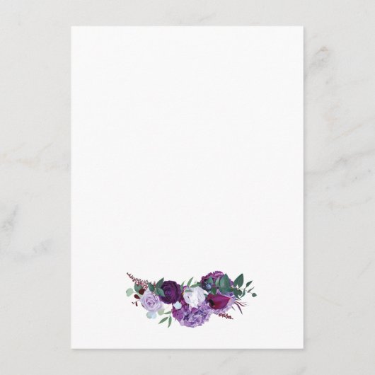 紫のフローラ幾何学的ウェディングレセプション メニュー (裏面)