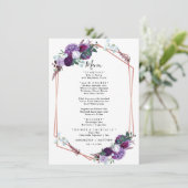 紫のフローラ幾何学的ウェディングレセプション メニュー (スタンド正面)