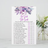 紫のフローラ彼は彼女はブライダルシャワーゲームを言った 便箋 (スタンド正面)