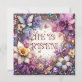紫のフローラ彼は復活蝶の復活祭 シーズンカード (正面)
