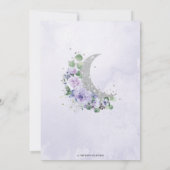 紫のフローラ我々は月の女の子の赤ちゃんシャワー上にある 招待状 (裏面)