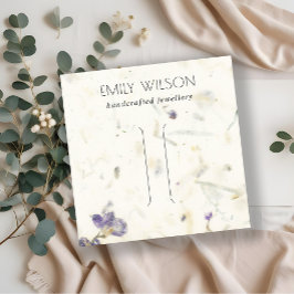 紫のフローラ手作り紙テクスチャヘアクリップ スクエア名刺