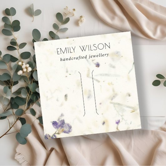 紫のフローラ手作り紙テクスチャヘアクリップ スクエア名刺