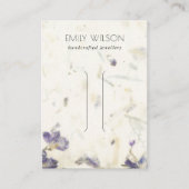 紫のフローラ手作り紙テクスチャヘアクリップ 名刺 (正面)