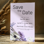 紫のフローラ日付の保存招待状 セーブザデート