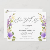 紫のフローラ書の日付を保存 案内ポストカード (正面/裏面)