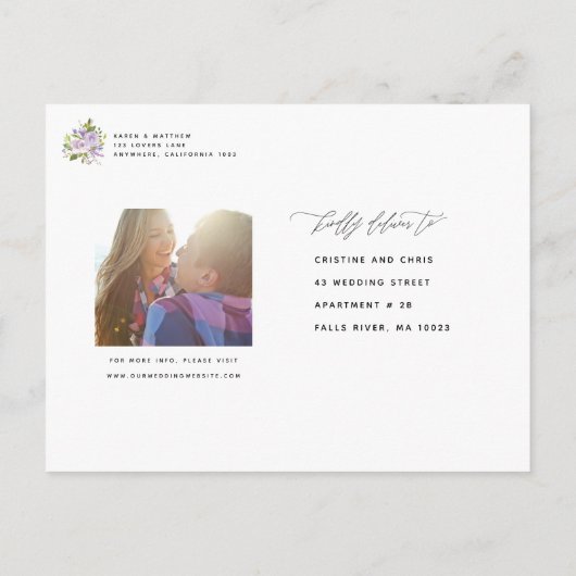 紫のフローラ書の日付を保存 案内ポストカード (裏面)