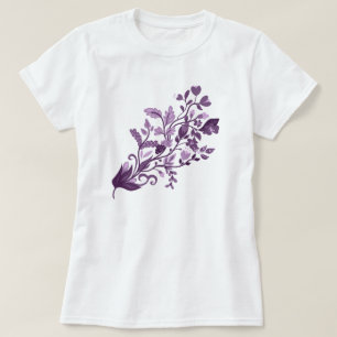 紫のフローラ枝 Tシャツ